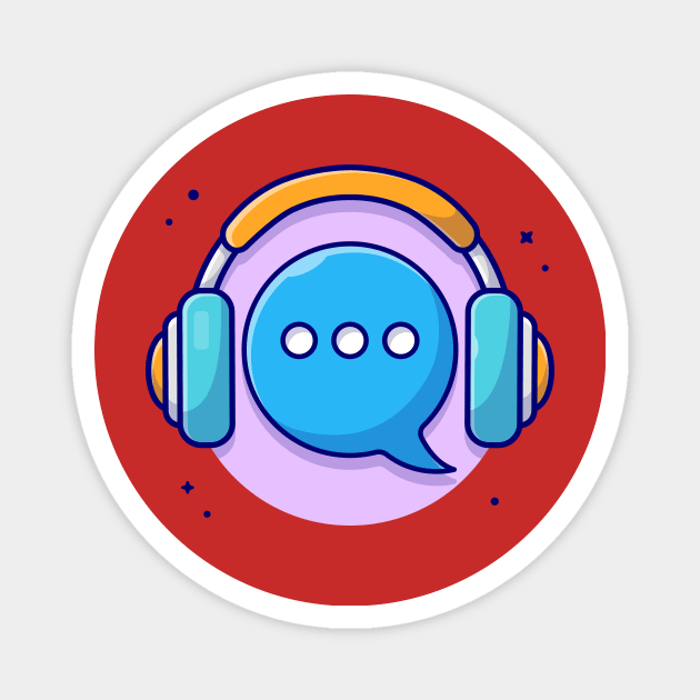 Speech Bubble with Headphones Music Cartoon Vector Icon Illustration Magnet by Catalyst Labs